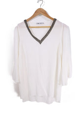 חולצה אלגנטית נשפכת בלבן- L-XL